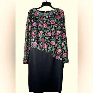 Women’s Dress size 16 Black/floral excellent condition 100% poly Adrianna Papell